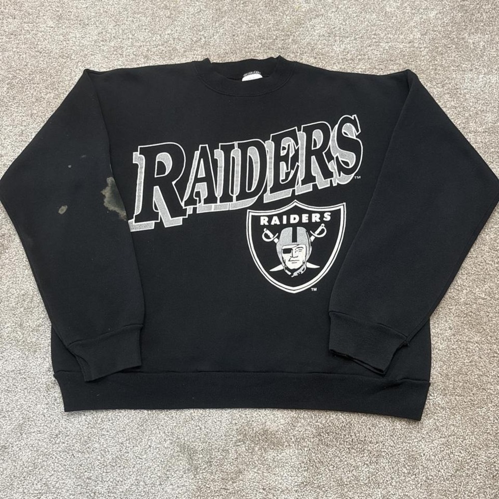 Vintage 90s Logo 7 Raiders Pullover XL Made in USA NFL Team Apparel